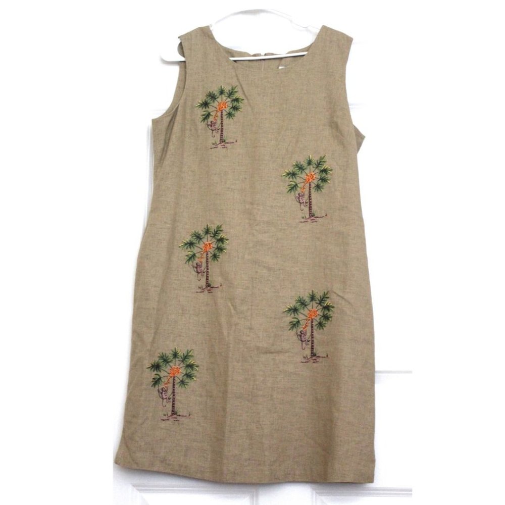 Vintage Monkey Novelty Embroidered Dress Beach Date Dinner Photoshoot Teacher